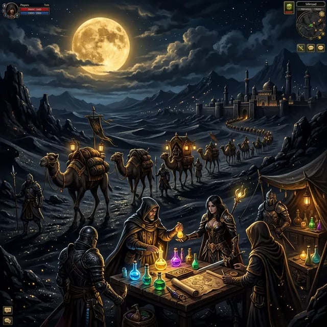 Silkroad Online manzarası üzerinde SRBOT hero arka planı